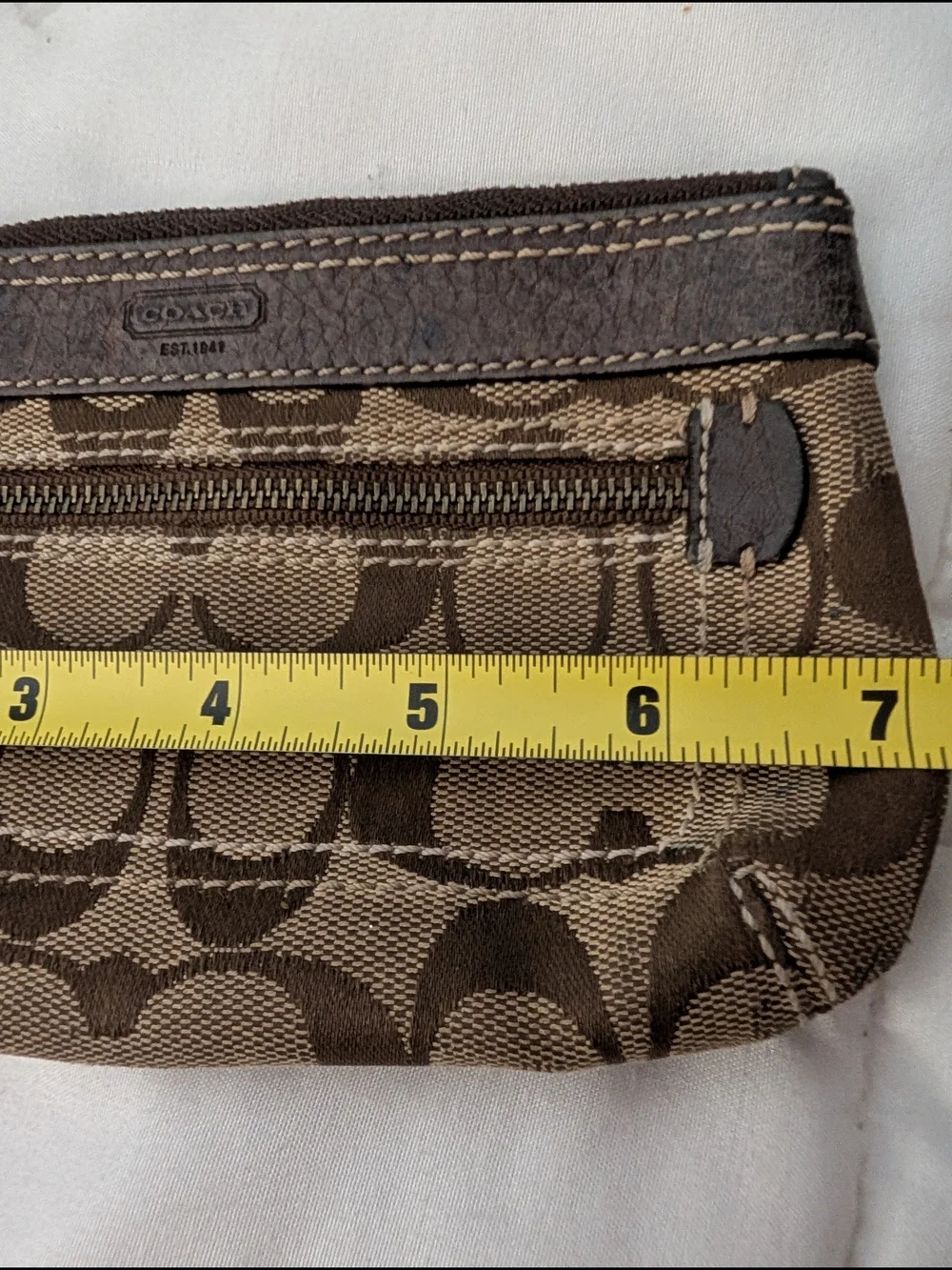 Coach Brown Signature Canvas Wristlet